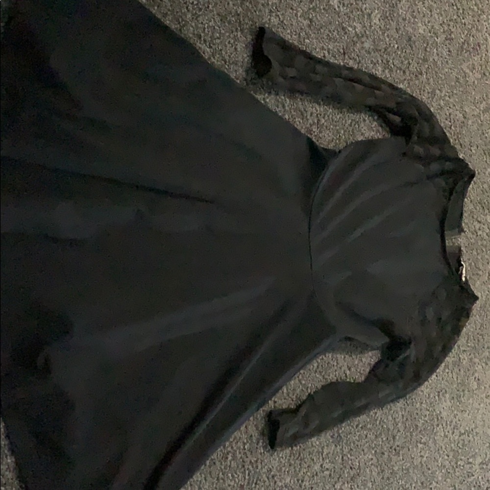 Black dress with mesh polka dots